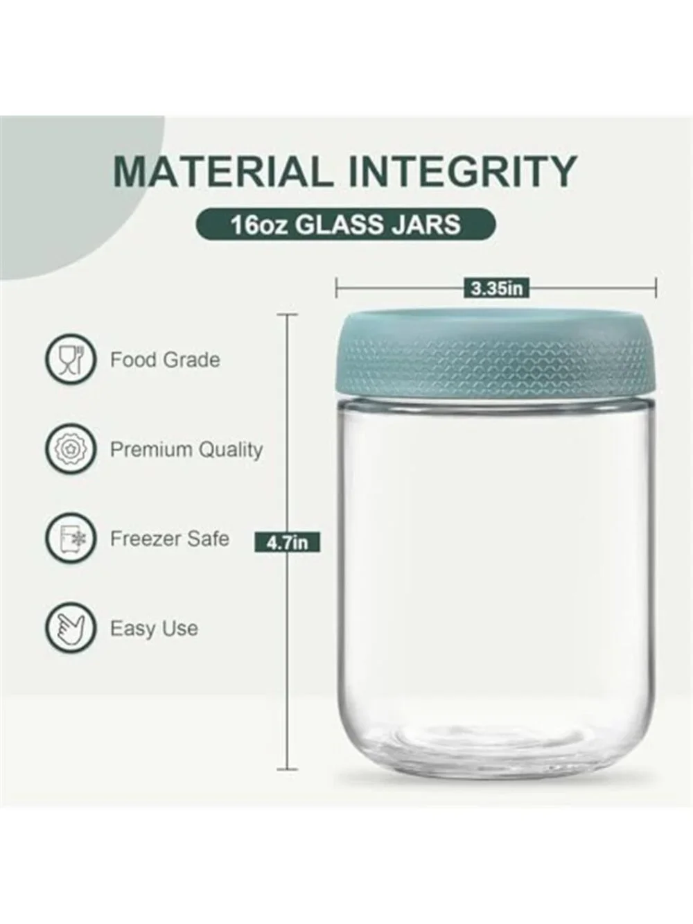 6-pack 16 oz Overnight Oats Containers with Lids, Glass jars with Airtight Lids